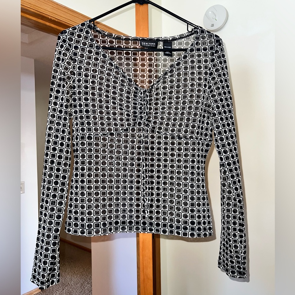Y2k mesh long sleeve top